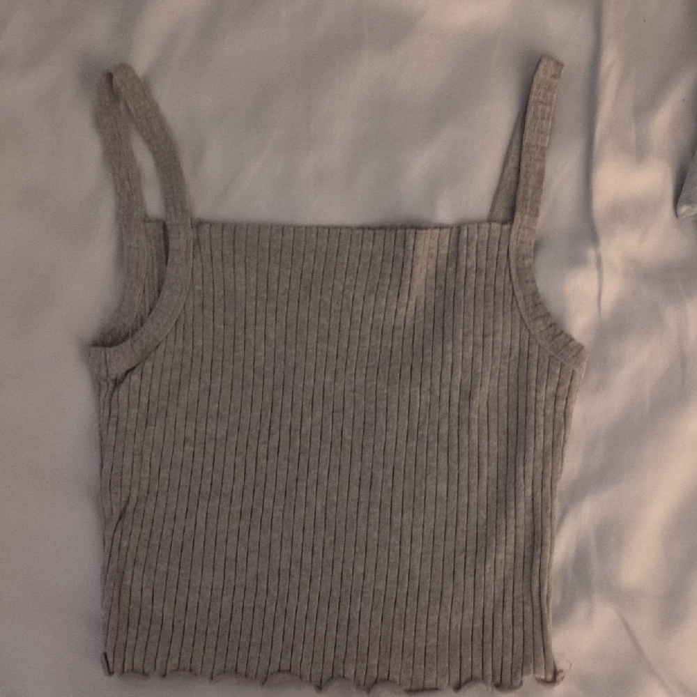 Heart Hips Gray Ribbed Fitted Tank Top